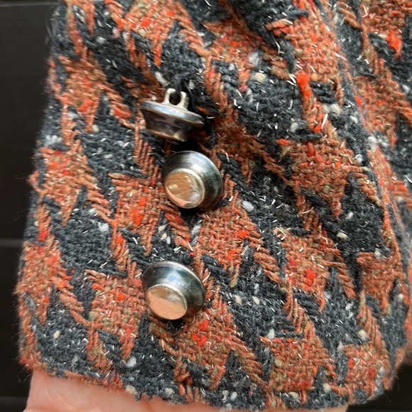 Vintage Handmade Silk Blend Houndstooth Jacket - Picture 5 of 9